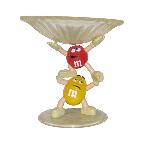 M & M's Red and Yellow Character Candy Dish Crystalized Acrylic Collectible - Picture 1 of 4